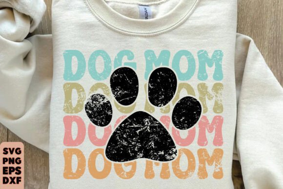 Retro Dog Mom Design with Leopard Paw Flair