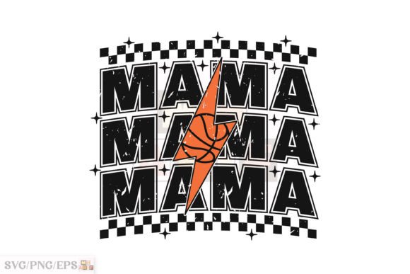 Retro Mom Lightning Bolt Basketball Design
